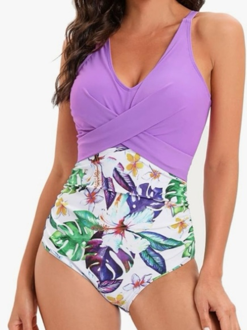 Purple Floral One-Piece Swimsuit XLarge NWOT